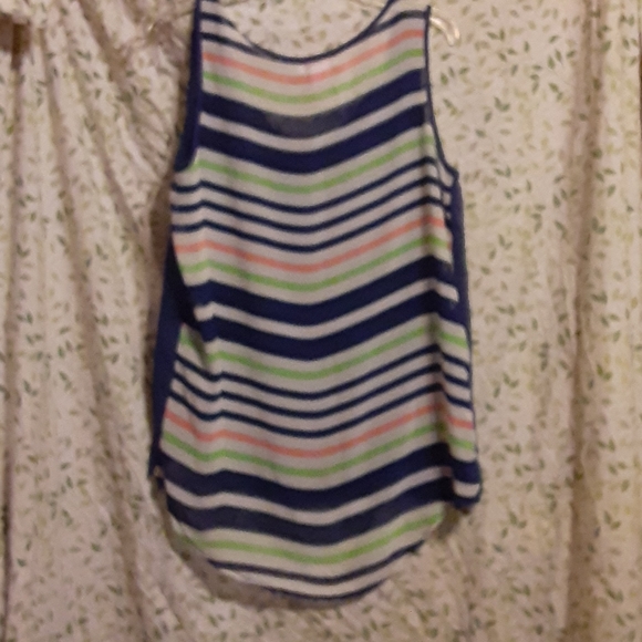 London Pie szL sheer tank top, blue & strips - Picture 6 of 6